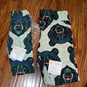 New Lularoe TC and kids l/xl matching mosaic bear leggings. unicorn vintage